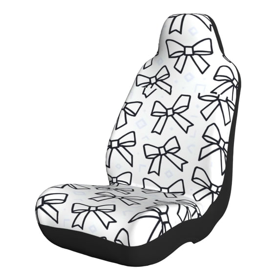 Car Seat Covers Are Protected From Dust And Spillage And Elastic Straps Are Easy To Install For Easy Car Suv Truck Delivery Modern Minimalist Black And White Ribbon Bow Pattern 1