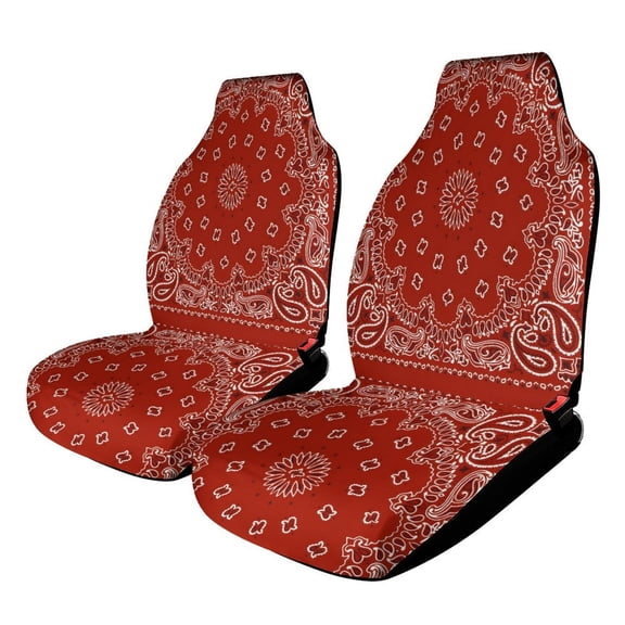 Car Seat Covers Red Bandana Pattern 2 Piece Soft Bucket Auto Seat Protector Universal Fit for SUV Sedan Van