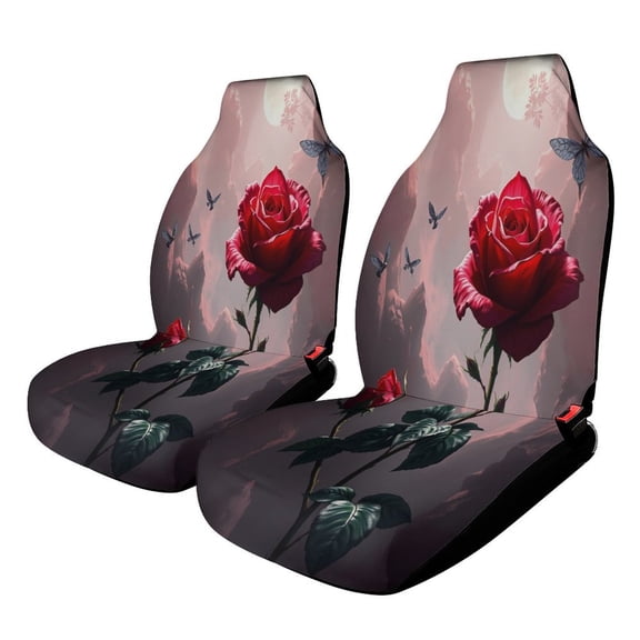 Car Seat Covers Red Rose Dream 2 Piece Soft Bucket Auto Seat Protector Universal Fit for SUV Sedan Van