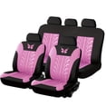 thumbnail image 1 of Car Seat Covers, Seat Covers Full Set, Automotive Seat Covers & Accessories, Waterproof Car Seat Cover, Stitch Embroidery, Pink Black, Butterfly Decorations, 5-Seat, 9 Pc,, 1 of 8