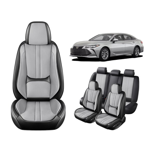 Car Seat Covers For Toyota Avalon 2001-2022, Breathable Waterproof Faux Leather Auto Seat Protectors with Lumbar Support, Luxury Automotive Interior Accessories BlackGray