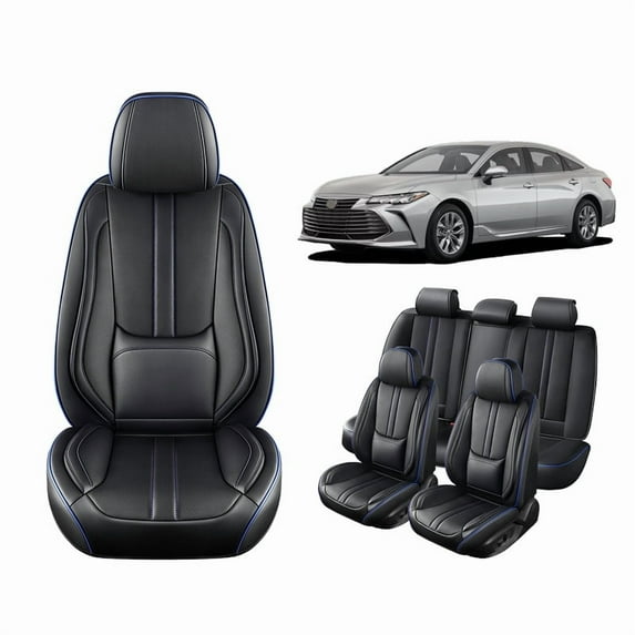 Car Seat Covers For Toyota Avalon 2001-2022, Breathable Waterproof Faux Leather Auto Seat Protectors with Lumbar Support, Luxury Automotive Interior Accessories BlackBlue
