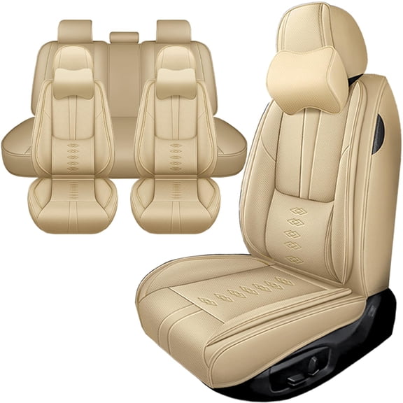 Car Seat Covers for Toyota Camry 2001-2026,Waterproof Leather Seat Covers 5-Seats Luxury,Car Interior Accessories with Airbag,Car Seat Cushions for Camry(Beige)