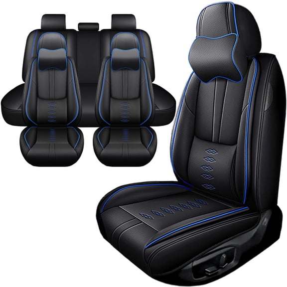 Car Seat Covers for Toyota Camry 2001-2026,Waterproof Leather Seat Covers 5-Seats Luxury,Car Interior Accessories with Airbag,Car Seat Cushions for Camry(Black Blue)