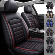 Car Seat Covers for Toyota Camry Corolla Avalon Matrix Echo 2000-2024, PU Leather Seat Cushion Protector Front &Rear Seat Full Set Black with Red Line