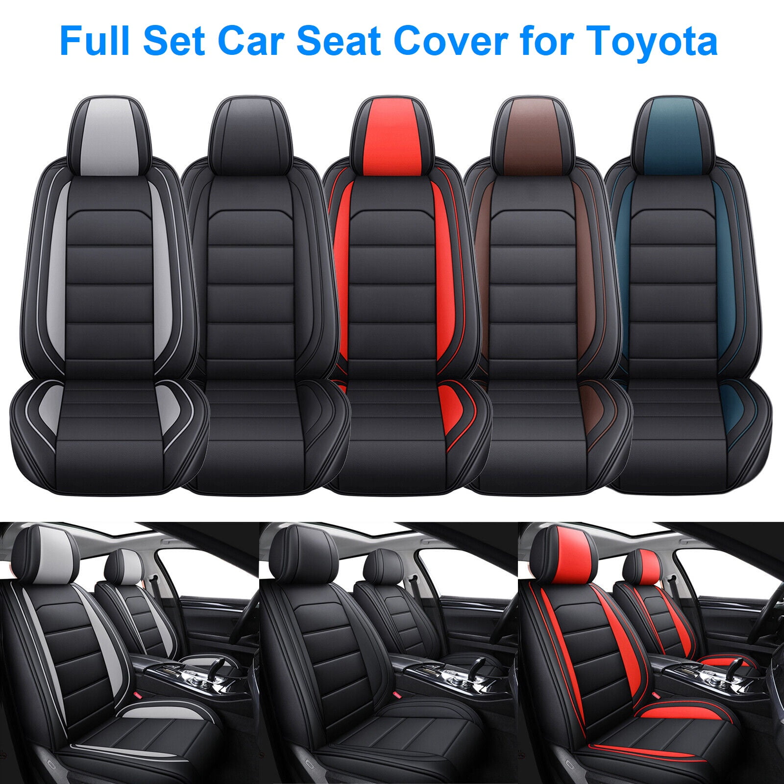 Car Seat Covers for Toyota Corolla, Premium 5 Seats PU Leather Auto ...