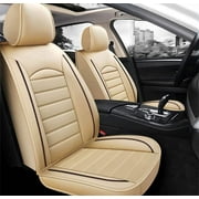 Car Seat Covers Waterproof Premium Leather Seat Protectors Full Seat 5 Seat Front&Back Seat Cushions Automotive Universal Fit for Most Cars Tan