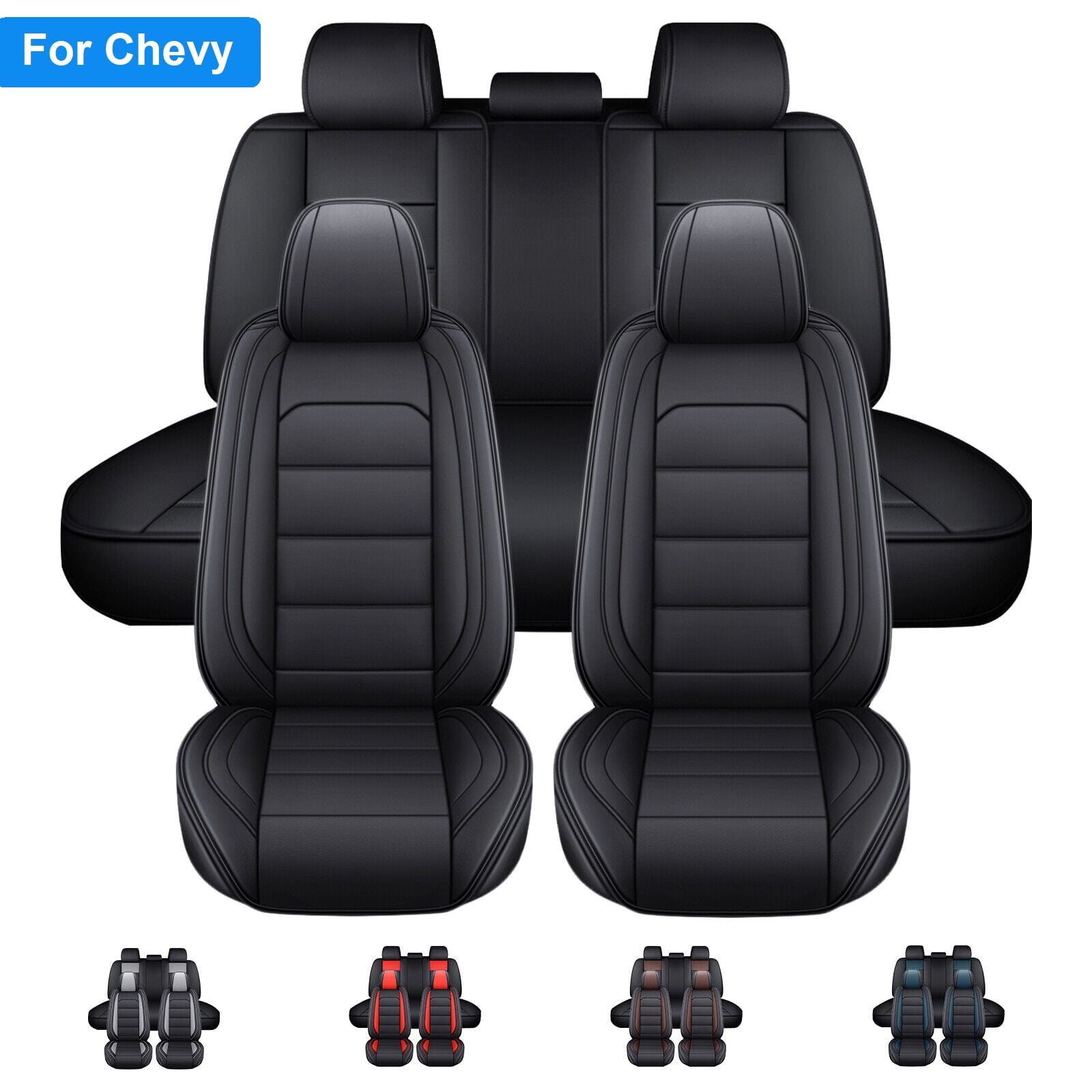Car Seat Covers for Chevy 5 Seats Sedans SUV, Premium Pu Leather Auto