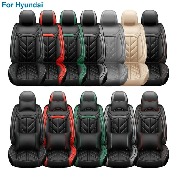 Car Seat Covers for Hyundai 5 Seats, Waterproof Pu Leather Auto Cushion Protector Front Rear Seat Full Set for Elantra Tucson Sonata Kona NEXO Beige