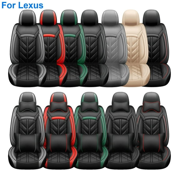 Car Seat Covers for Lexus 5 Seats, Waterproof Pu Leather Auto Cushion Protector, Front Rear Seat Full Set Gray