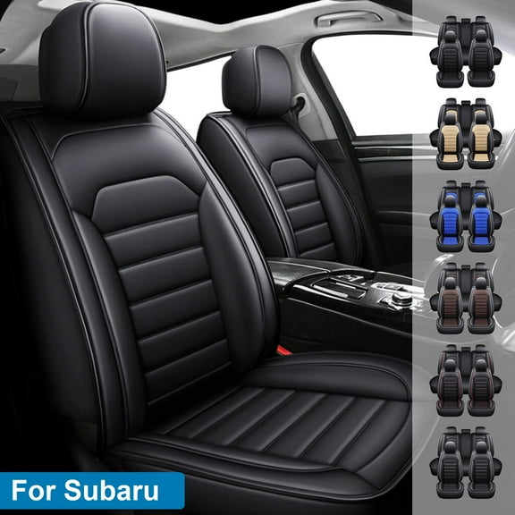 Car Seat Covers for Subaru Crosstrek Forester Legacy Outback WRX 2000-2025, 5-Seat Waterproof PU Leather Seat Protector Black