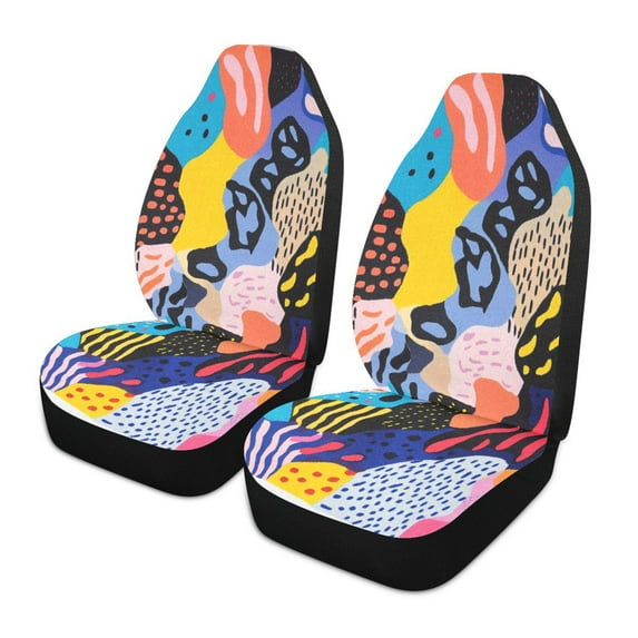 Car Seat CoversAbstract colorful pattern design(3) Car Seat Cover 2 Piece Set Saddle Blanket Carseat Universal Fit for Vehicle Sedan SUV