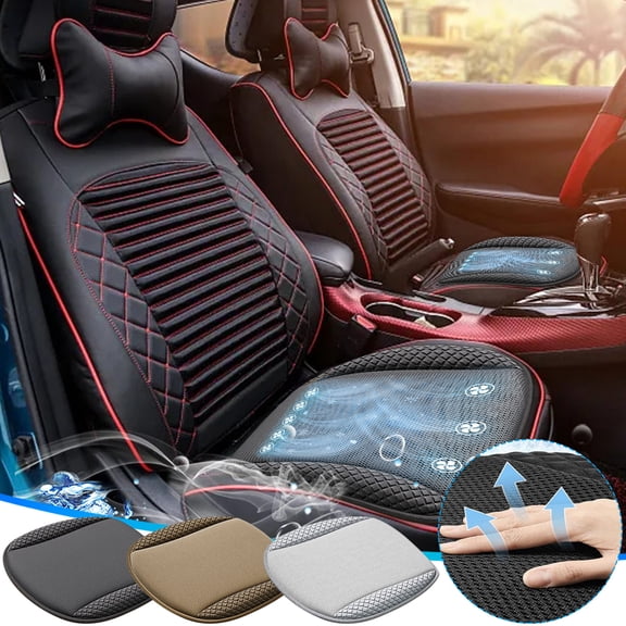 Car Seat Cushion 17.7x17.7 inch Cooling Seat Cushion for Office Chair Car Seat Cooling Pad USB Ventilated Cooling Car Seat Cover Summer Breathable Seat Cooler Pad for Car Trucks Office Chair