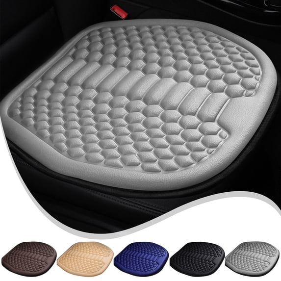 Car Seat Cushion 19×17.7in Ice Silk Breathable Heat Dissipation Suspension Pressure Relief Slow Rebound Design Universal For All Season Vehicle Driving Comfort(Beige)