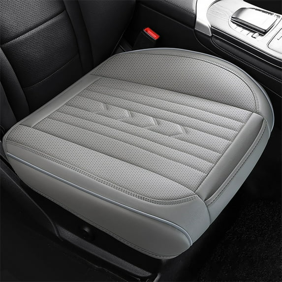 Car Seat Cushion, All Season Breathable Leather Seat Cover, Fully Enclosed Premium Car Seat Pad with Perforated Comfort Support, Gray