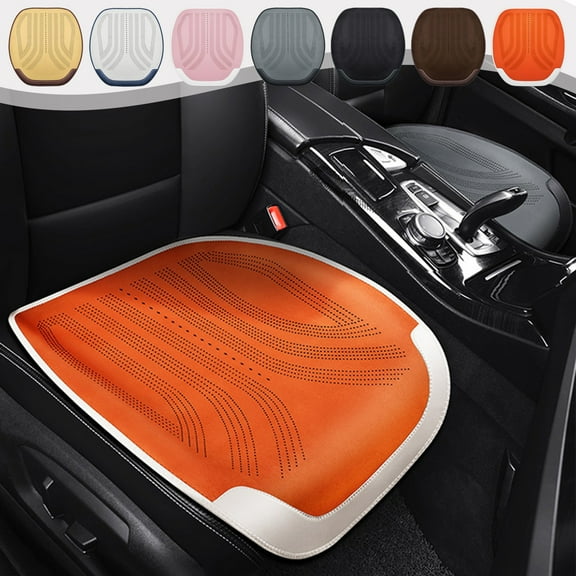 Car Seat Cushion Cover | Breathable Leather Velvet Mesh | Comfort Support, Breathable Punch, Durable for All Seasons | 22.44x19.29x0.79 in | 1 Pack | Orange Beige Coffee Black Gray Pink Blue