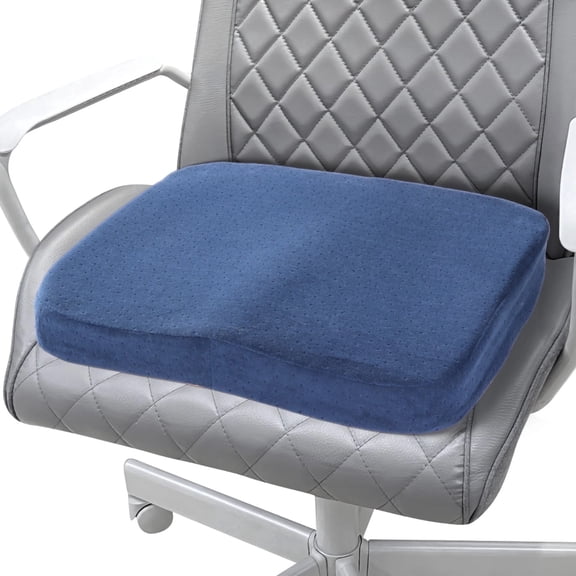 Memory Foam Seat Cushion, Slow Rebound Comfort Support with Velvet Cover, Non Slip Base Square Chair Pad for Office Chair, Car Seat, Wheelchair, Home and Driving Use