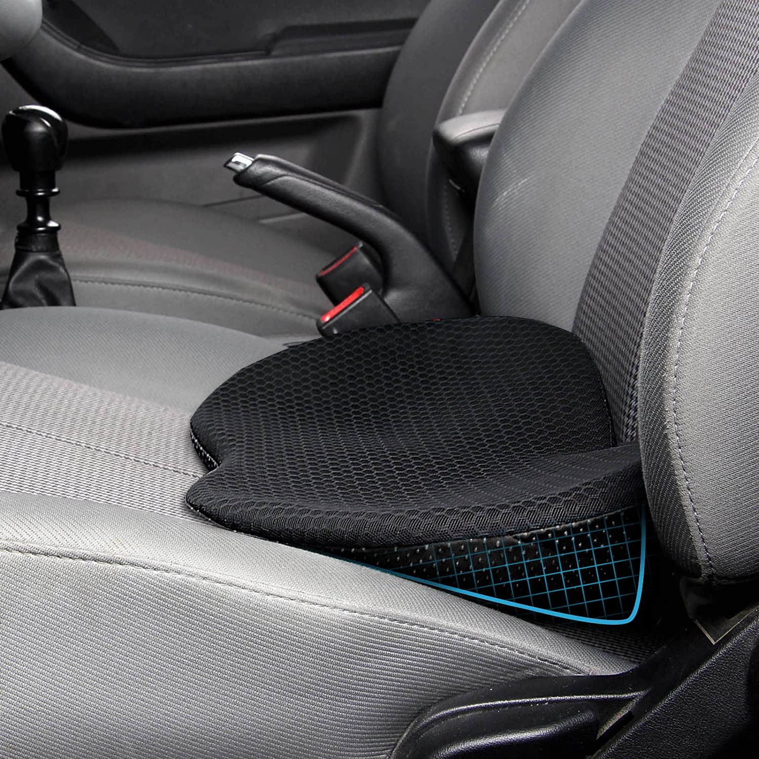 Sunny color 2pc Filling Bamboo Charcoal Edge Wrapping Car Front Seat Cushion  Cover Pad Mat for Auto with PU Leather(Black)