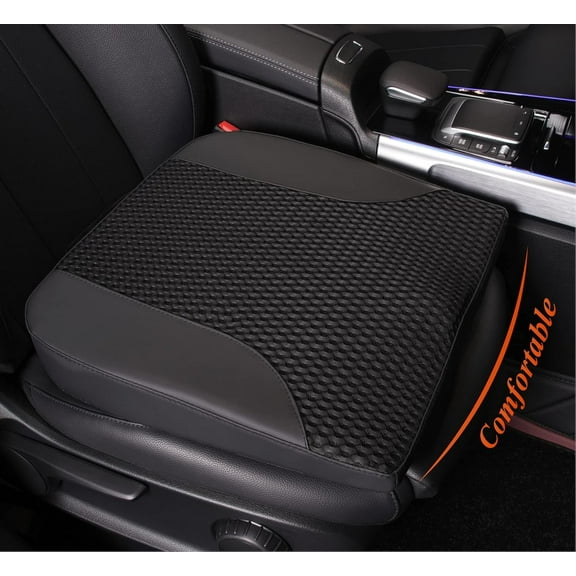 Car Seat Cushion – Memory Foam Pad for Driving Comfort – Boosts Height and Relieves Coccyx & Lower Back Pain – Car, Truck, Office Chair (Black)