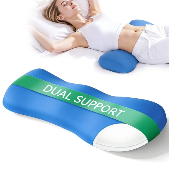 Lumbar Pillow for Sleeping, Adjustable Height Lower Back Support Pillow Waist Sciatic Pain Relief Cushion for Side & Back Sleepers, Ergonomic Bed Lumbar Support Pillow