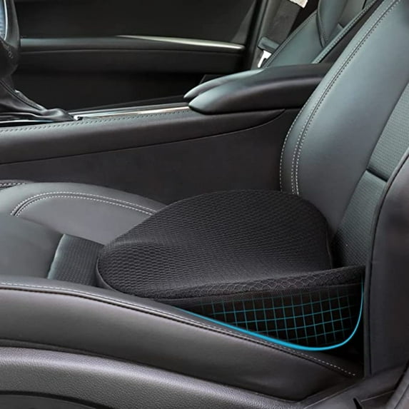 Car Seat Cushion for Driving - Comfort Memory Foam for Car Driver Seat- Back Support & Pain Relief - Car Travel Accessories for Long Trips (Black)