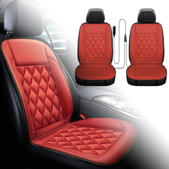 Car Seat Cushion for Winter Leather Seat Cover Universal for Car Truck SUV Van Driver Passenger Seat (Red)