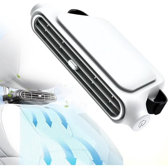 Car Seat Fan, USB Plug-in Dual Turbo High Power for Driver & Passenger (White, USB)