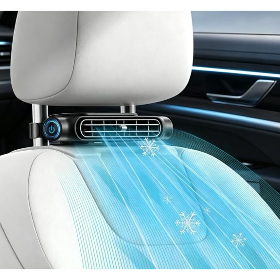 Car Seat Fan, USB Portable Headrest Cooling Fan 3 Speed Quiet Backseat Fan for Driver Rear Seat Adjustable Neck Fan for Car SUV Truck Jeep Van RV Travel