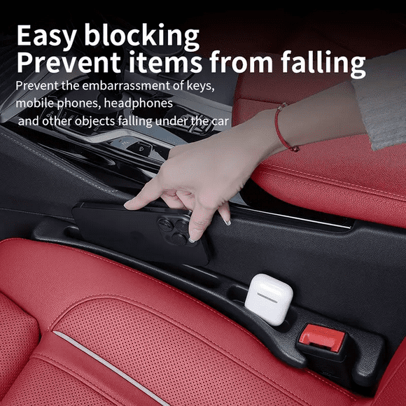 Car Seat Gap Filler, 2-Pack No-Drop Seat Side Gap Seam Filler Organizer with Phone Holder, Universal Fit Fill The Gap Between Seat & Console, Perfect for Car, SUV, Truck