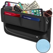Car Seat Gap Filler Leather Car Box Seat Organizer and Storage Automotive Accessories with Pockets- Front Seats Car Adjustable Gap Filler for Phones, Glasses, Keys, Cards 1 Pack
