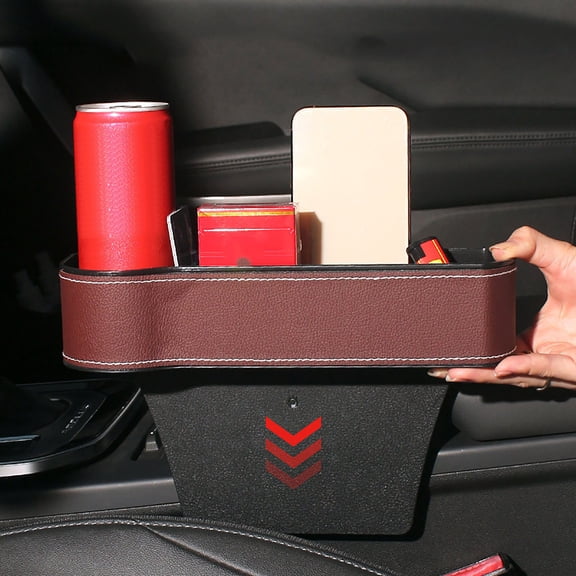 Car Seat Gap Filler Leather Organizer Console Side Pocket Phone Sunglasses Holder Auto Interior Storage Box