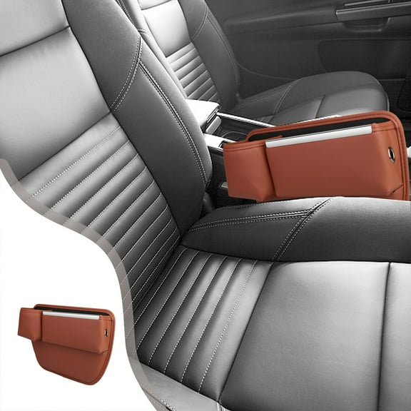 Car Seat Gap Filler Organizer with Cup Holder, Front Seat Storage Box to Prevent Items Falling – ABS Leather Console Insert for Phone, Sunglasses, Cards and Drink in SUV Sedan