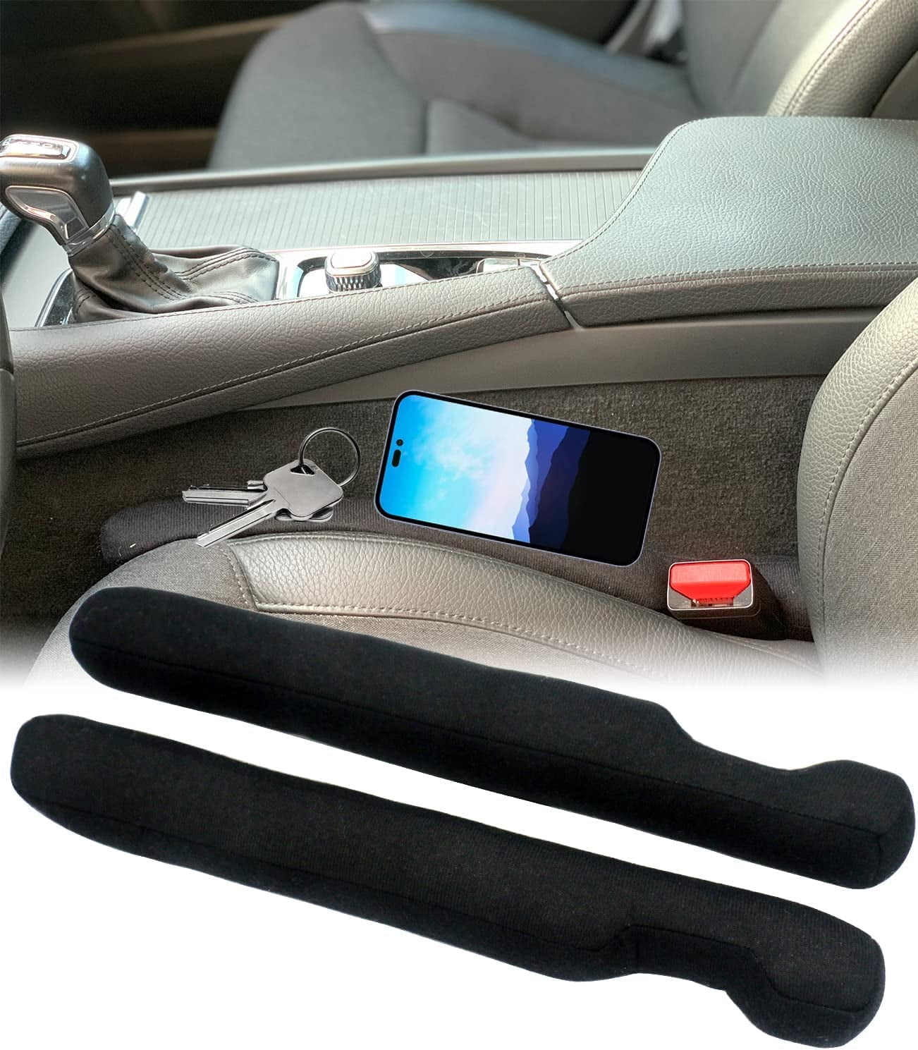 Car Seat Gap Plug Filler Universal Microfiber Leather Anti-Fall w/Retain  Strap