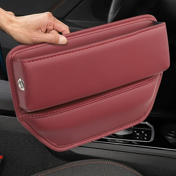 Car Seat Gap Organizer Storage Box, Leather Car Interior Catch Caddy with Phone Holder Slot for Keys, Cards and Small Items