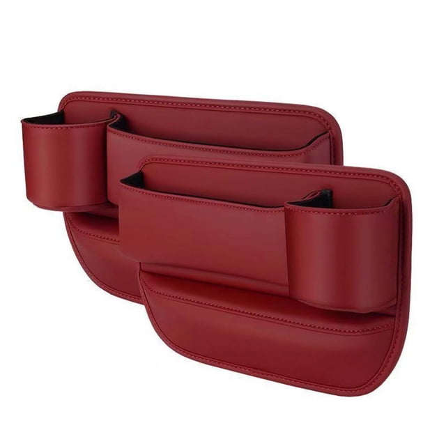 Car Seat Gap Organizer Storage Box with Multiple Compartments for Smartphone Wallet Cups Non-Slip Leather Insert for Front Seats Driver and Passenger Side Vehicle Accessory