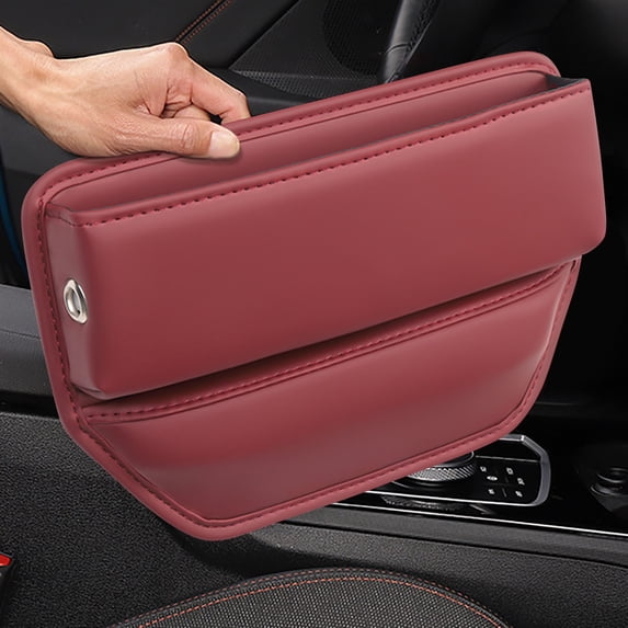Car Seat Gap Organizer, Universal Leather Storage Box with Phone Charging Holes, 12x8x2 Inches, for Automotive Interior Organization and Practical Car Storage Solutions