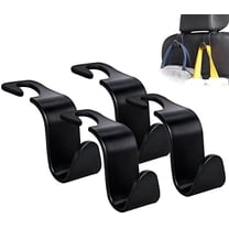 Car Seat Headrest Hook 4 Pack Hanger Storage Organizer Universal for Handbag Purse Coat fit Universal Vehicle Car Black S Type