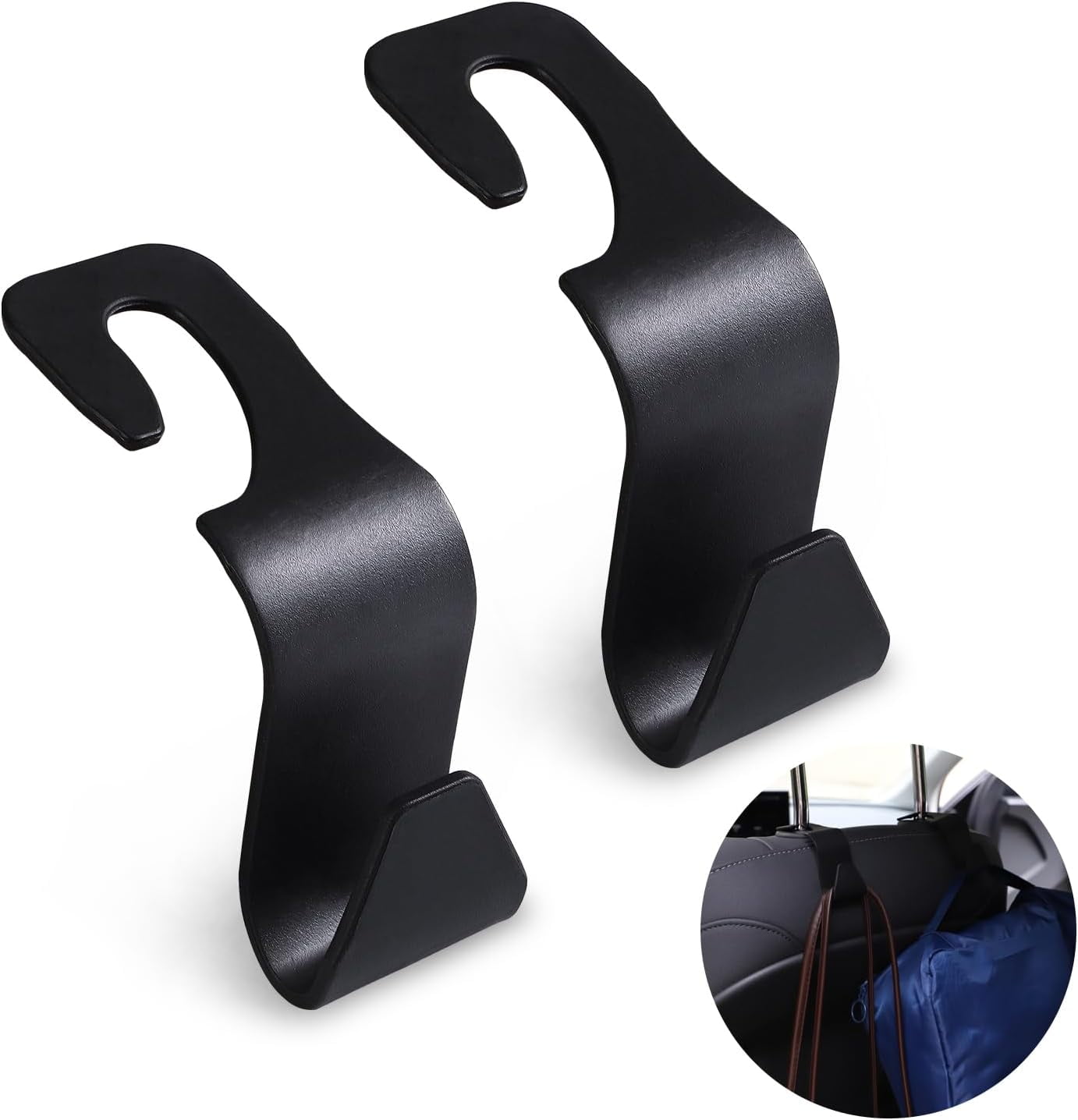 FVSA 4 Pack Seat Headrest Hooks for Car, Auto Seat Purse Holder Hangers Storage Organizer