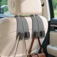 thumbnail image 1 of Car Seat Headrest Hooks - 2 Pack Universal Car Purse Hook, Leather Car Bag Purse Holder with Double Metal Hooks for Handbags, Grocery Bags, Bottles, Phones Gray, 1 of 8
