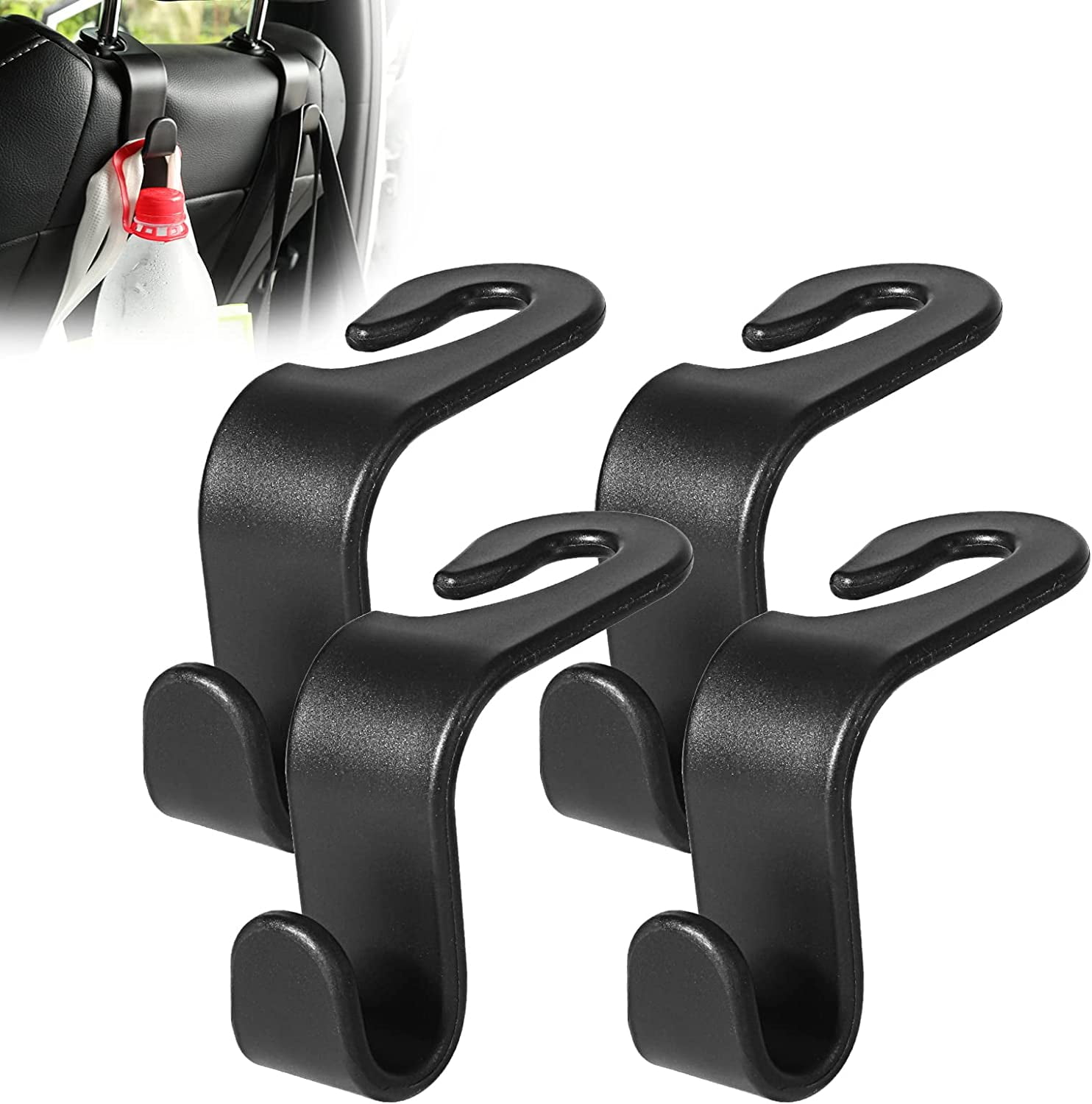 Car Seat Headrest Hooks, Universal Back Seat Organizer Black Hanger