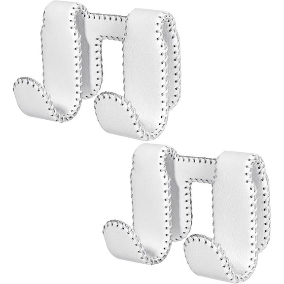Car Seat Hooks for Tesla Model Y(Juniper) Model 3(Highland), Leather-Wrapped with Stainless Steel Core & Handmade Stitching, Purse Hanger Bag Holder, Automotive Seat Back Organizers (White-2 Pack)