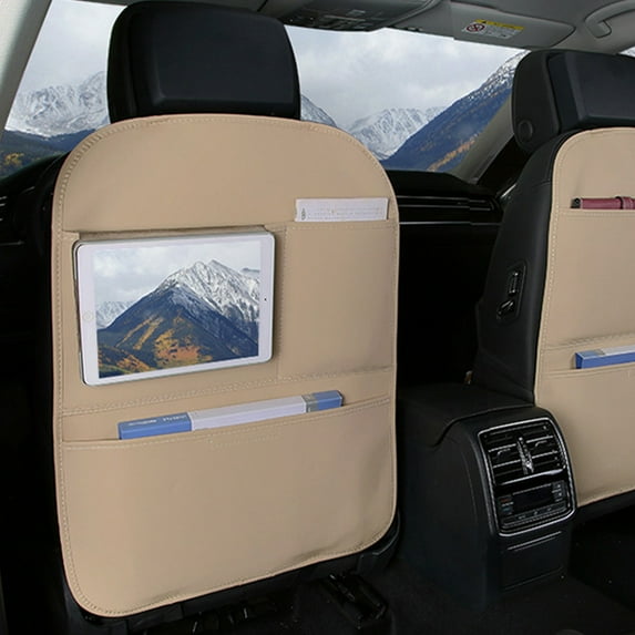 Car Seat Kick Guard Protection Pad - Leather Backrest Protector Prevents Dirt & Damage, 65x50cm, Universal Fit for Rear Seats, Black/Beige/Coffee/Brown/Wine