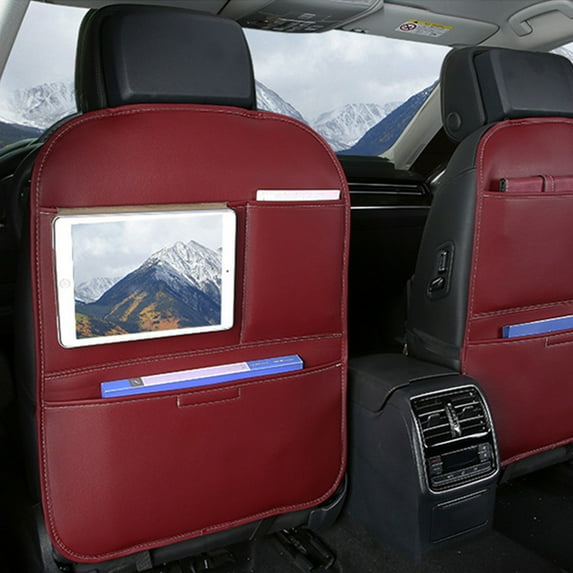 Car Seat Kick Guard Protection Pad - Leather Backrest Protector Prevents Dirt & Damage, 65x50cm, Universal Fit for Rear Seats, Black/Beige/Coffee/Brown/Wine