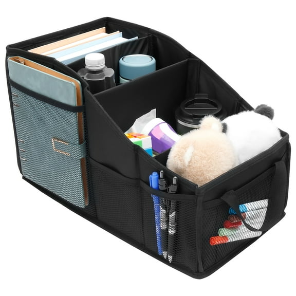 Car Seat Organiser Backseat Foldable Passenger Seat Storage Organizer with 4 Compartment 4 Cup Holders and 7 Mesh Pockets for Automotive Home Office