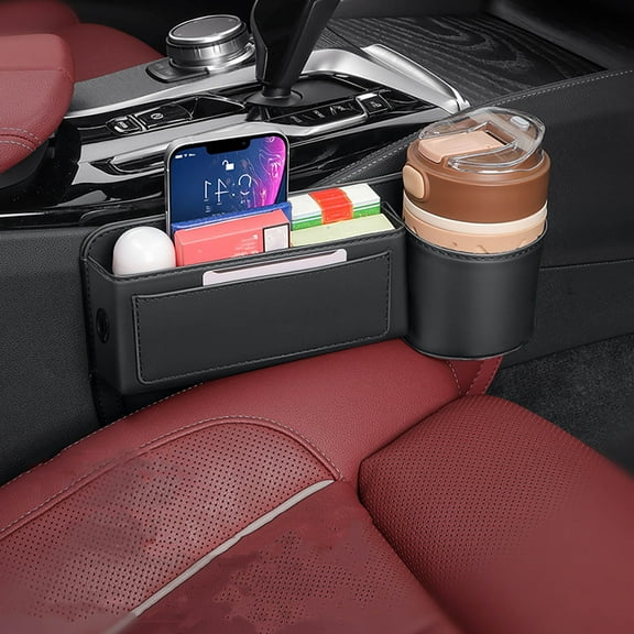 Car Seat Organizer 1PC Universal Storage Box Leather Multifunctional Compartment for Phone & Wallet, Keeps Vehicle Tidy(Black),Ccwuwei