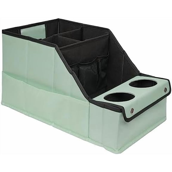 Car Seat Organizer - Backseat Car Organizer with 11 Storages Compartments and 2 Cup Holders, Green