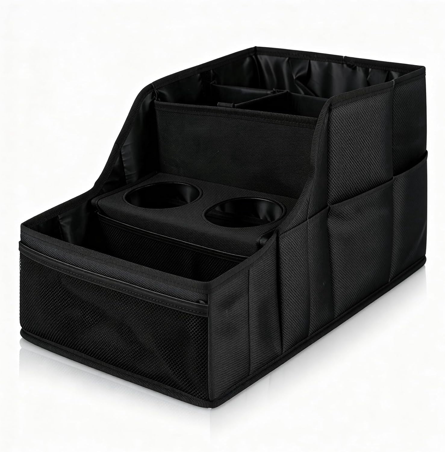 Car Seat Organizer Backseat and Passenger with 9 Compartments 2 Cup Holders Front Storage for Travel Kids，Black