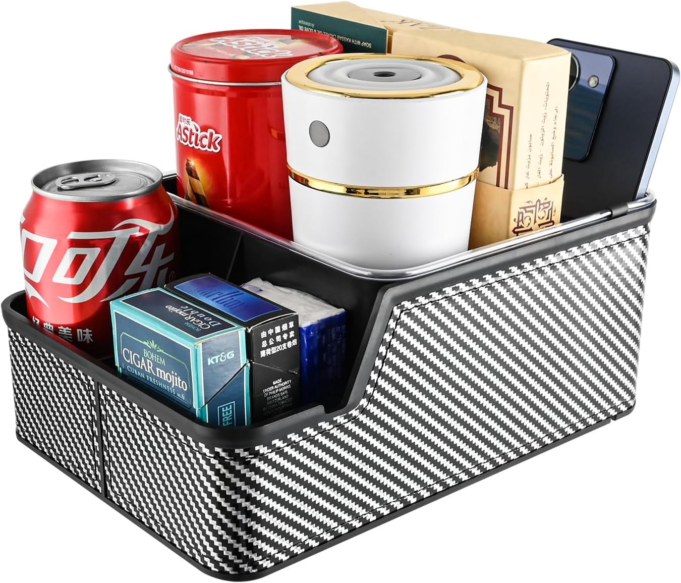 Car Seat Organizer with Compartment,Car Armrest Extra Storage Box Truck Floor Hump Organizer, Front Organizer,Center Console Cup Holder Tray fit for SUVS Pickup (Black)