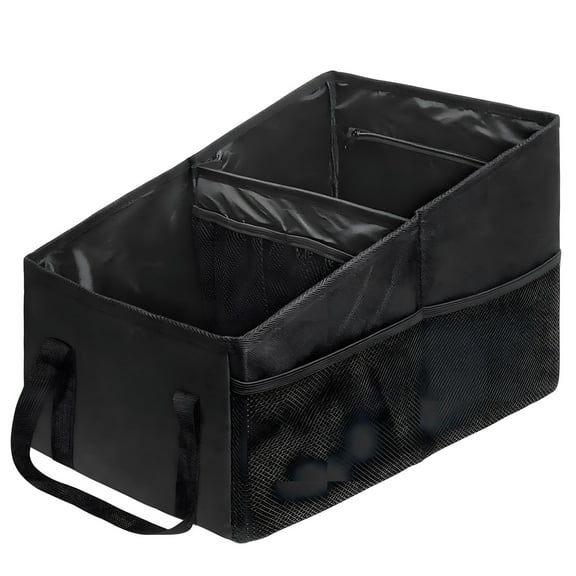 Car Seat Organizer - Passenger Seat Organizer, Collapsible Small Car Seat Storage Organizer for Console Front/Back, Automotive Backseat Organizer with Belt 4 Cup Holders for Kids Accessories