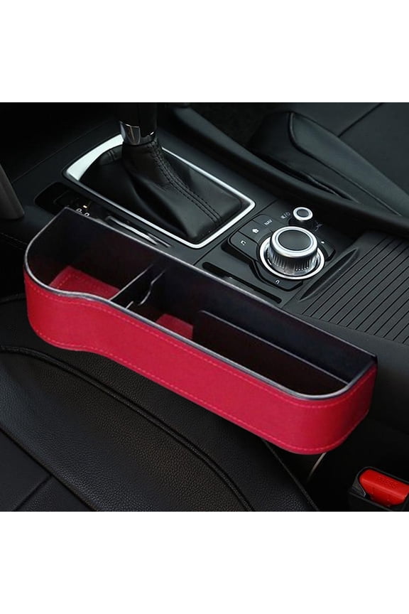 Car Seat Organizer, ZzCityTK Multi-Function Slot Storage Box For Driver's Seat, Non-Slip ABS Leather Console Gap Organizer With Multiple Compartments, Red